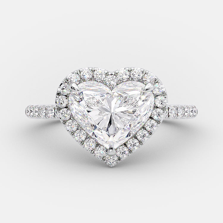 2.0 CT Heart Cut Halo Style Moissanite Engagement Ring 4