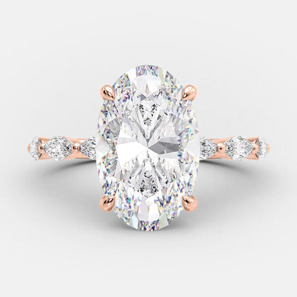 4.0 CT Oval Cut Dainty Style Pave Moissanite Engagement Ring 7