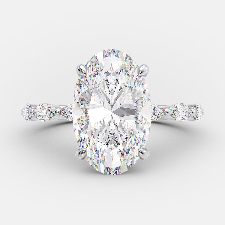 4.0 CT Oval Cut Dainty Style Pave Moissanite Engagement Ring 5