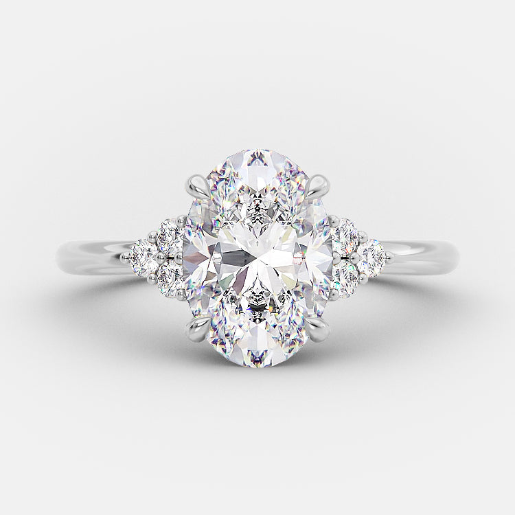 2.72 CT Oval Cut Cluster Setting Moissanite Engagement Ring 4