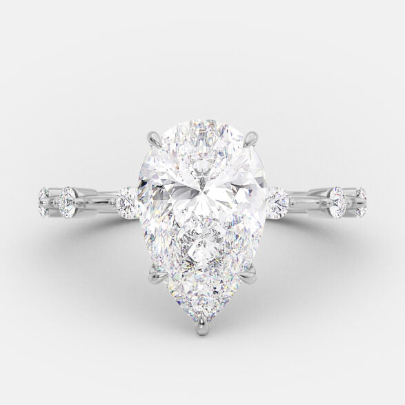 2.50 CT Pear Cut Dainty Pave Setting Moissanite Engagement Ring 5