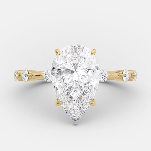 2.50 CT Pear Cut Dainty Pave Setting Moissanite Engagement Ring 6