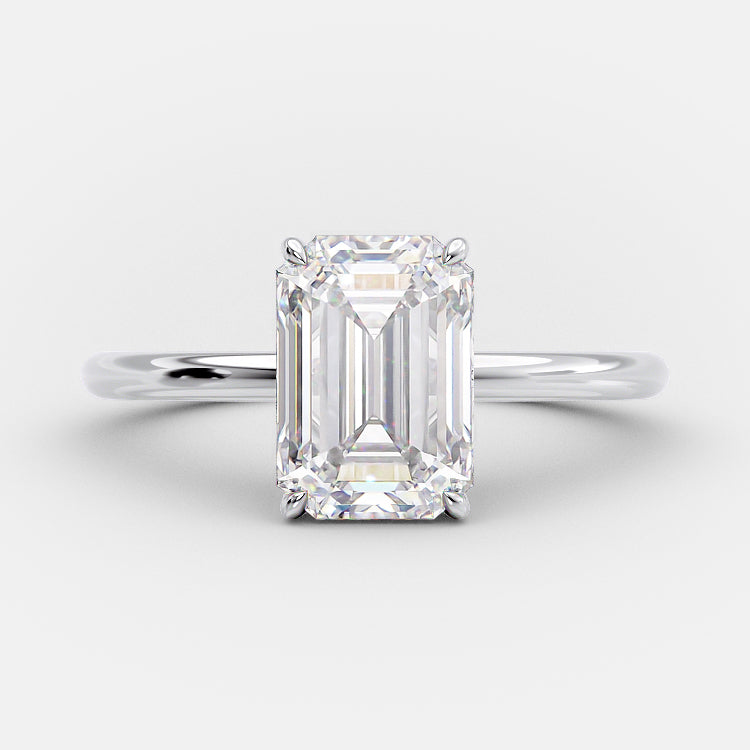 3.17  CT Emerald Cut Solitaire Style Moissanite Engagement Ring 4