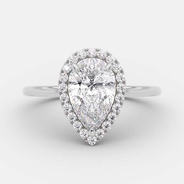 2.5 CT Pear Halo Style Moissanite Engagement Ring 4