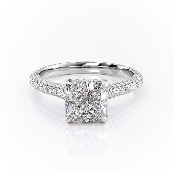 2.54 CT Cushion Cut Pave Setting Moissanite Engagement Ring 10