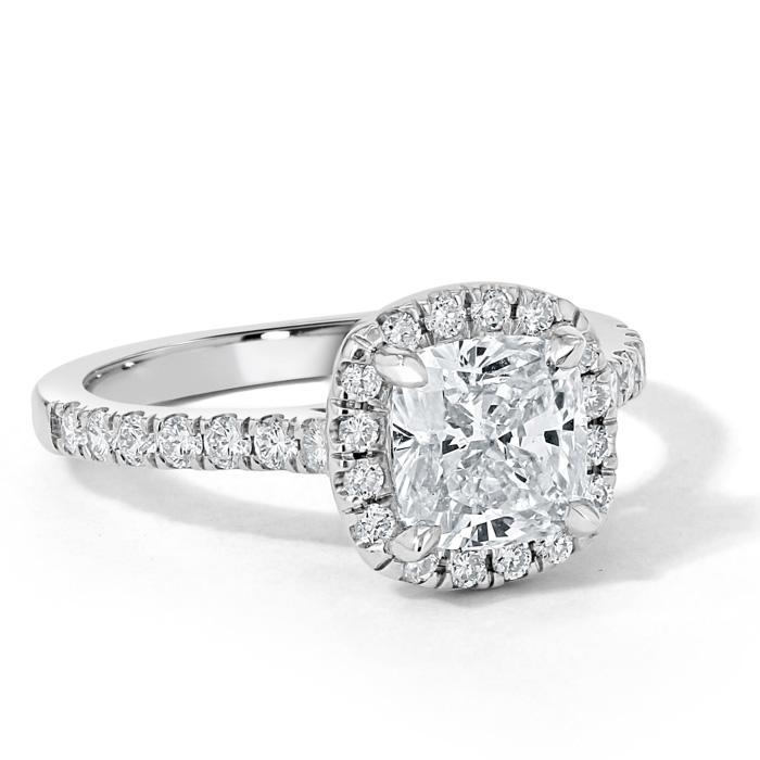 1.50 CT Cushion Cut Halo Pave Setting Moissanite Engagement Ring 3