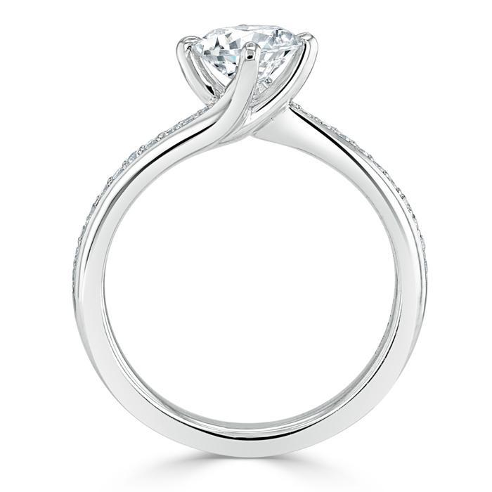 0.75 CT Round Cut Solitaire Bypass Pave Moissanite Engagement Ring 4