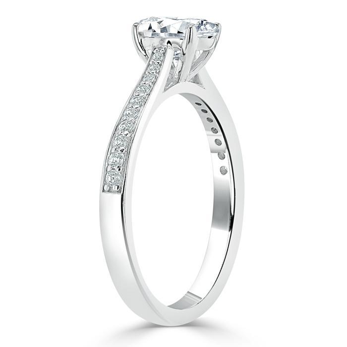 0.94 CT Oval Cut Solitaire Moissanite Engagement Ring With Pave Setting 3