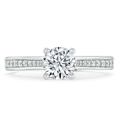 0.75 CT Round Cut Solitaire Moissanite Engagement Ring With Channel Setting 1