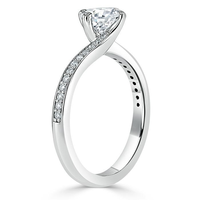 0.75 CT Round Cut Solitaire Bypass Pave Moissanite Engagement Ring 3