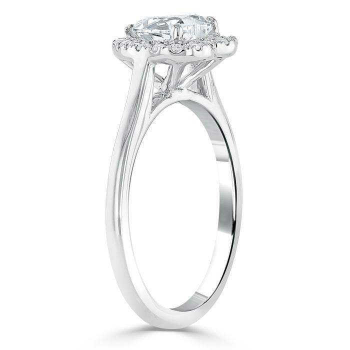 1.0 CT Heart Cut Halo Moissanite Engagement Ring 4