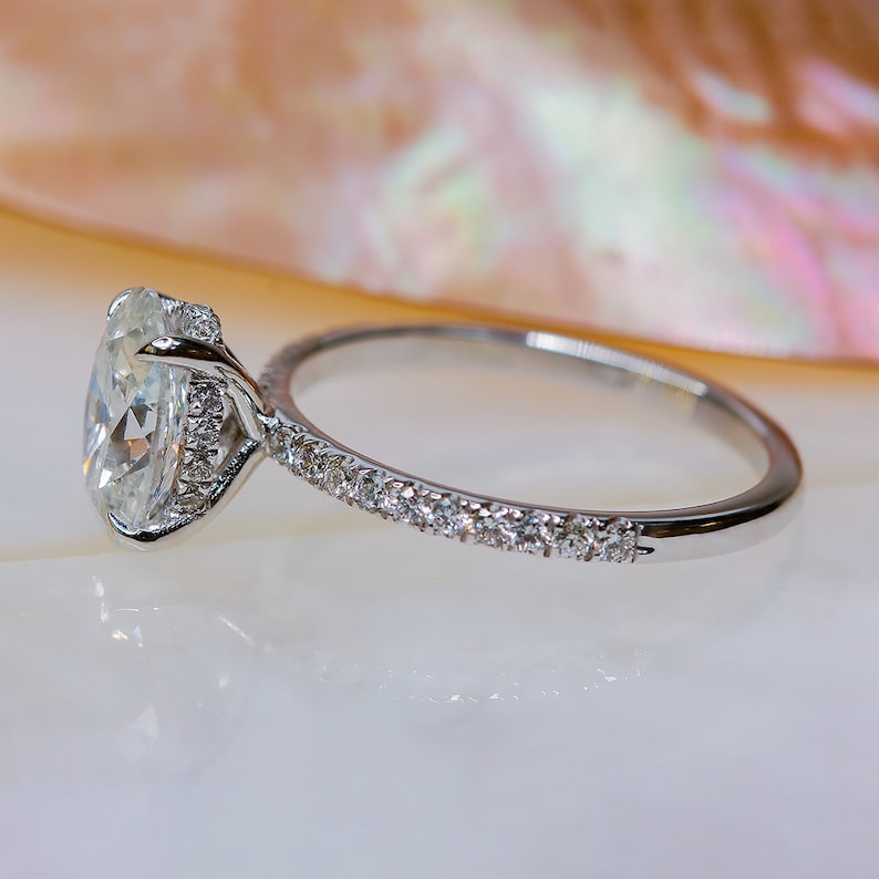 1.51 CT Oval Hidden Halo & Pave CVD D/VS1 Diamond Engagement Ring 3