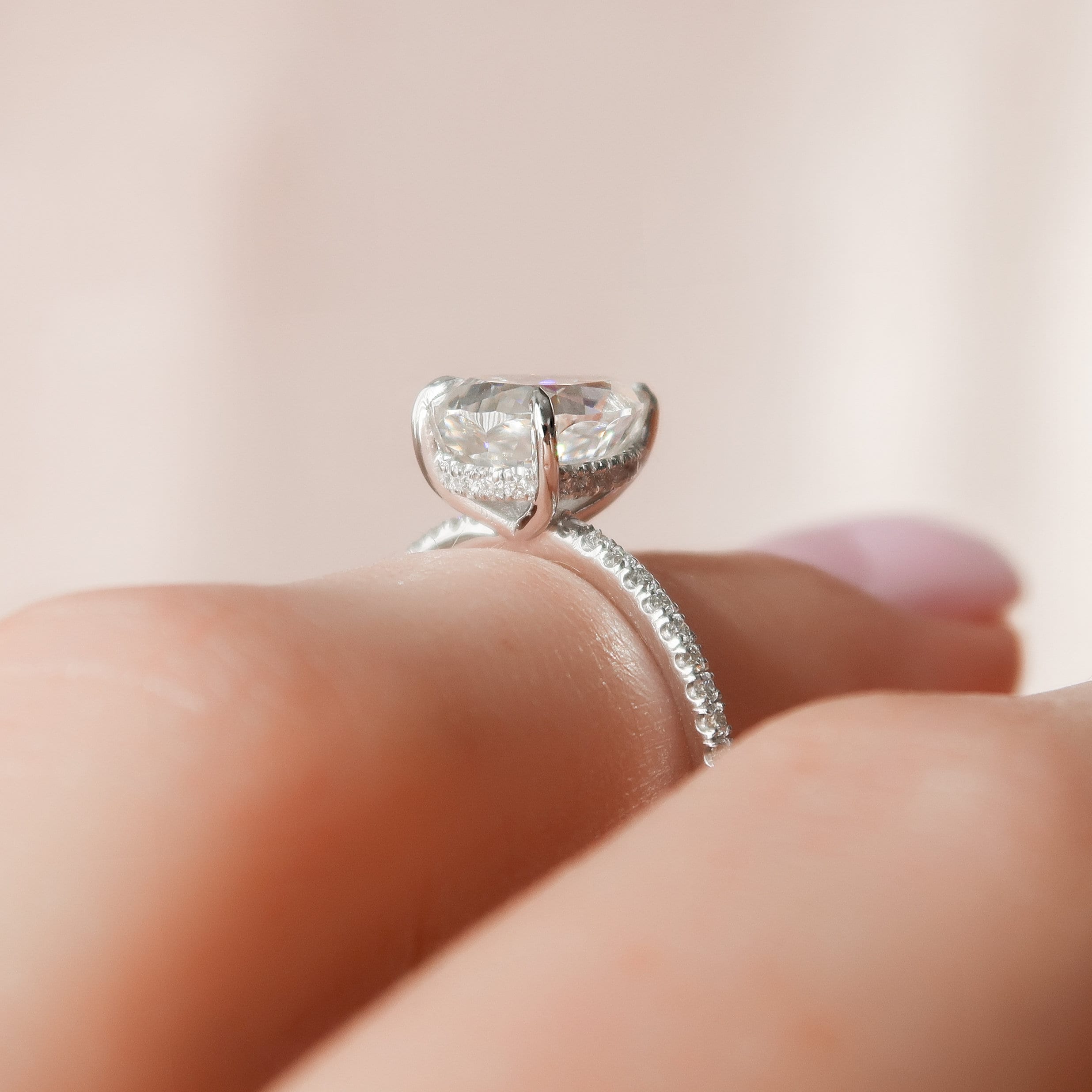 1.50 CT Pear Pave Setting Moissanite Engagement Ring 6