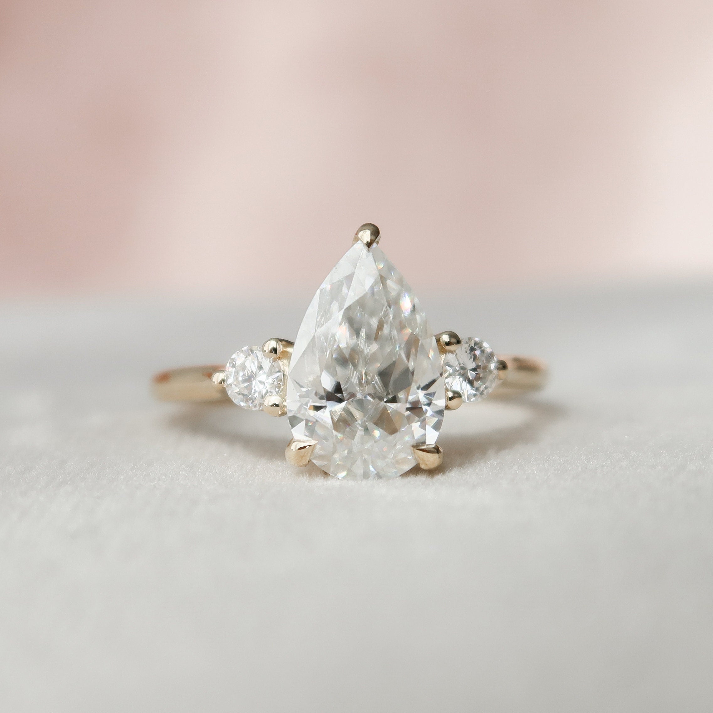 2.0 CT Pear Three Stone Moissanite Engagement Ring 1