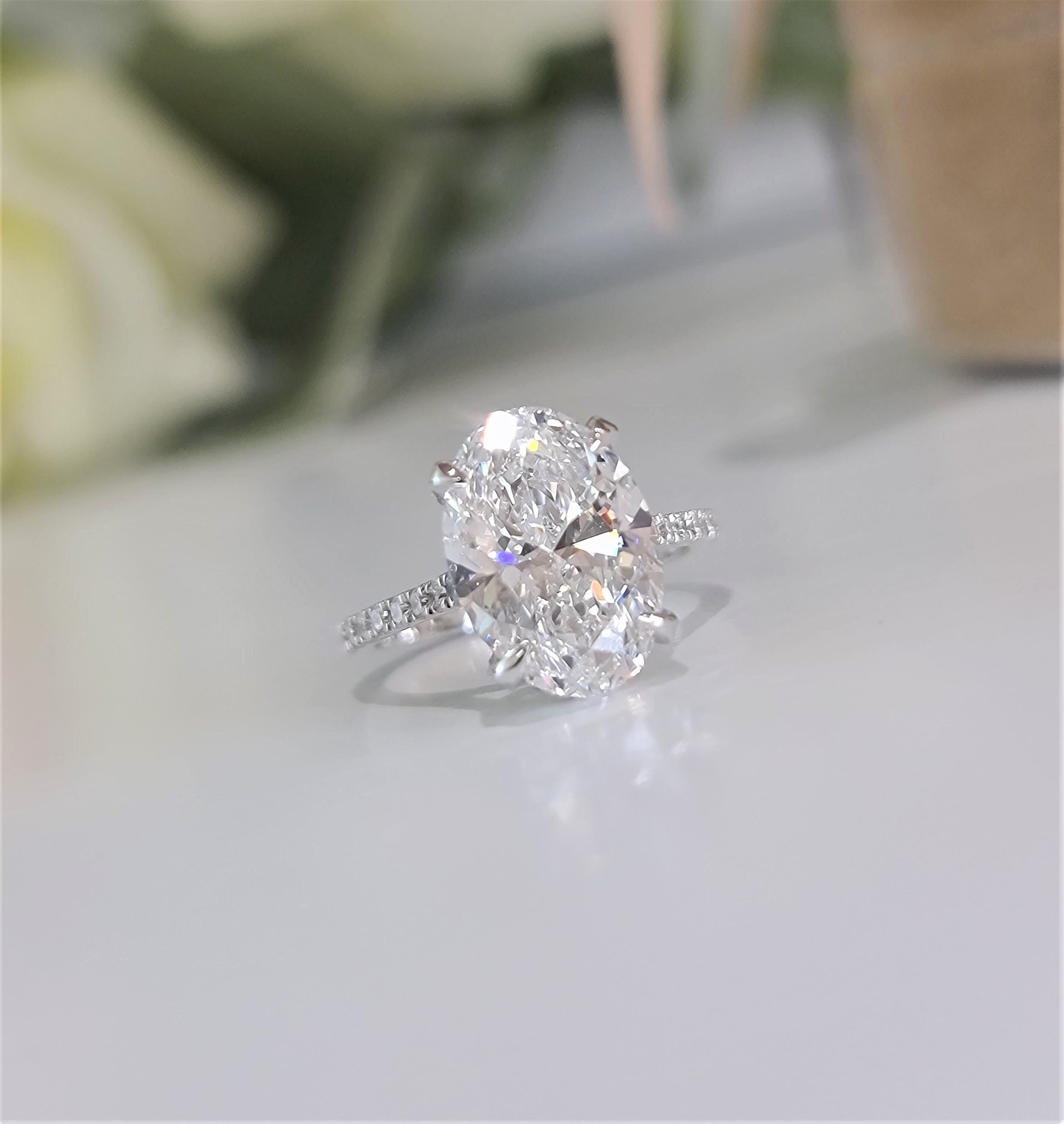 4.0 CT Oval Hidden Halo CVD F/VS1 Diamond Engagement Ring 2