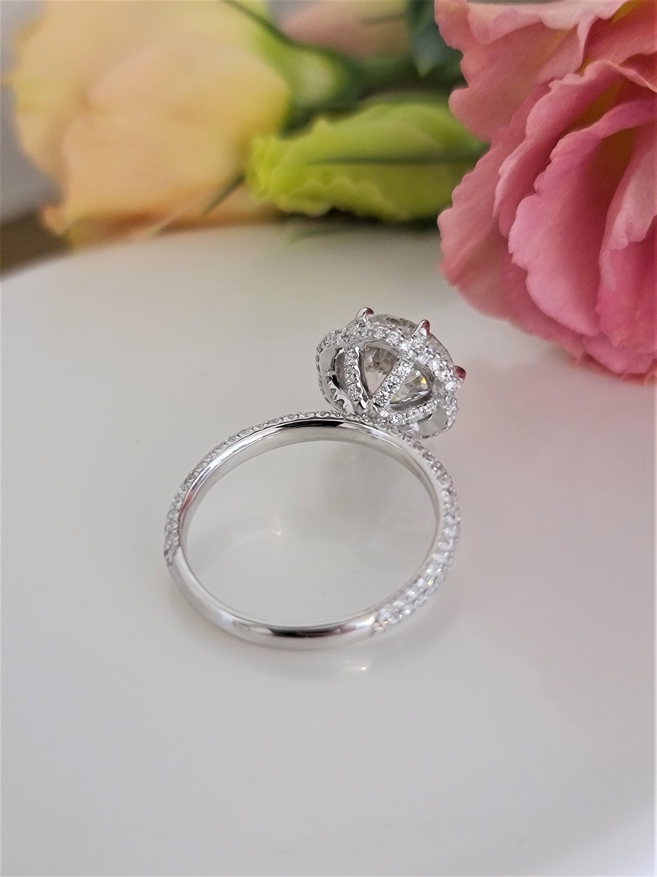 3.0 CT Round Hidden Halo CVD F/VS1 Diamond Engagement Ring 8