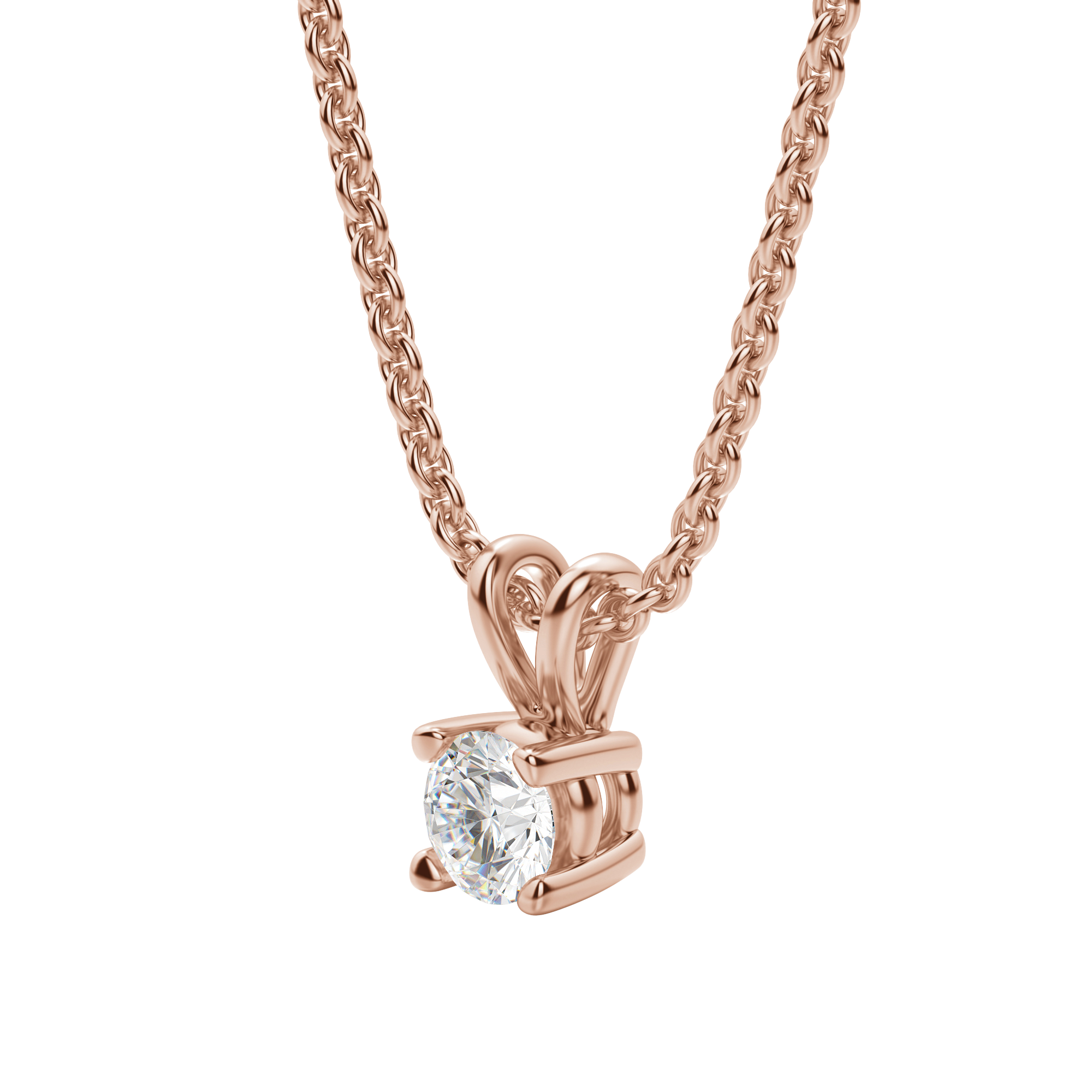 0.25 CT-1.0 CT Round Solitaire CVD F/VS Diamond Necklace 12