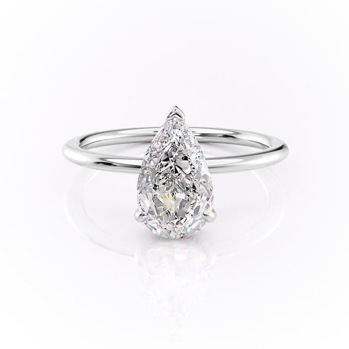 2.0 CT Pear Cut Solitaire Hidden Halo Setting Moissanite Engagement Ring 10