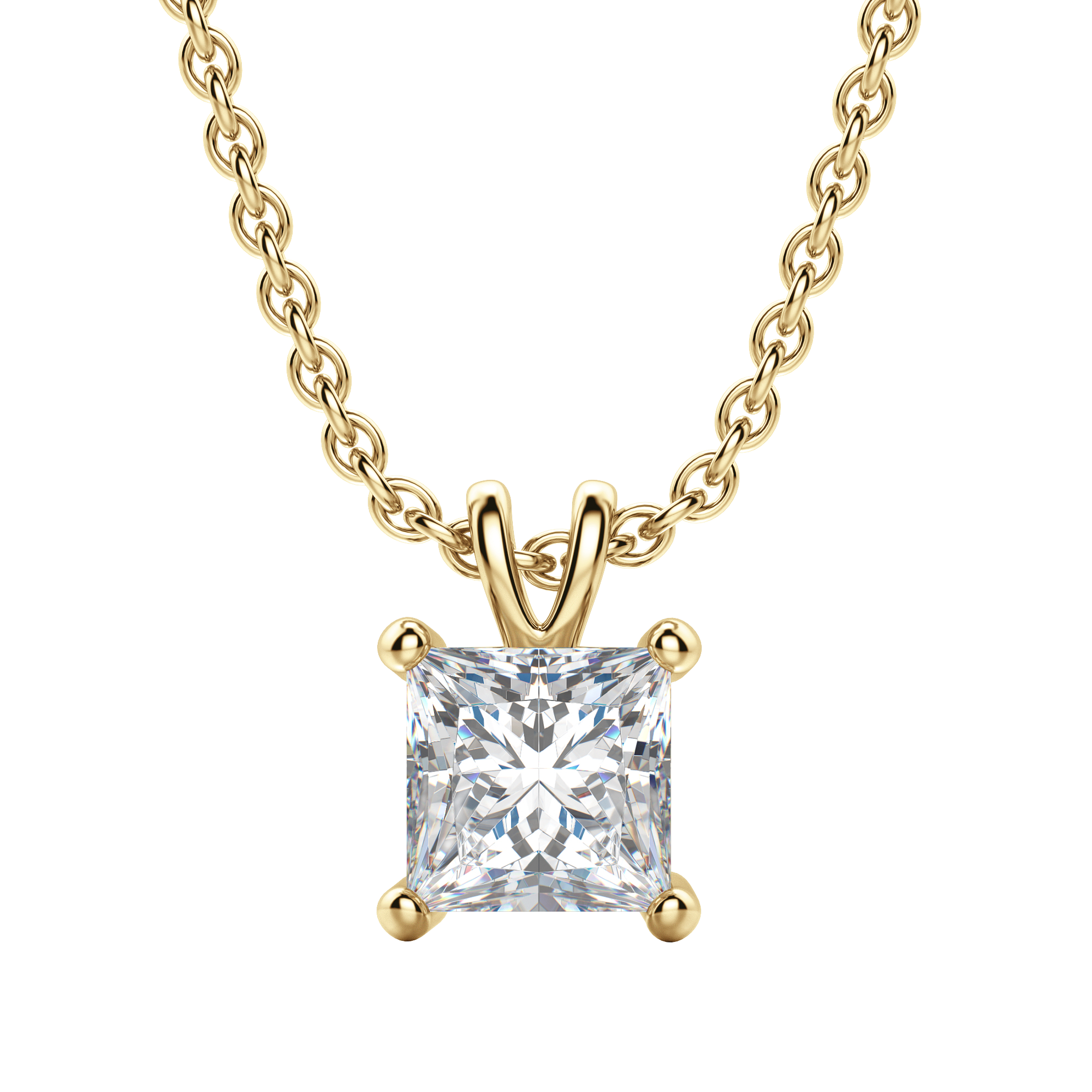 0.25 CT- 1.0 CT Princess Solitaire CVD F/VS Diamond Necklace 6