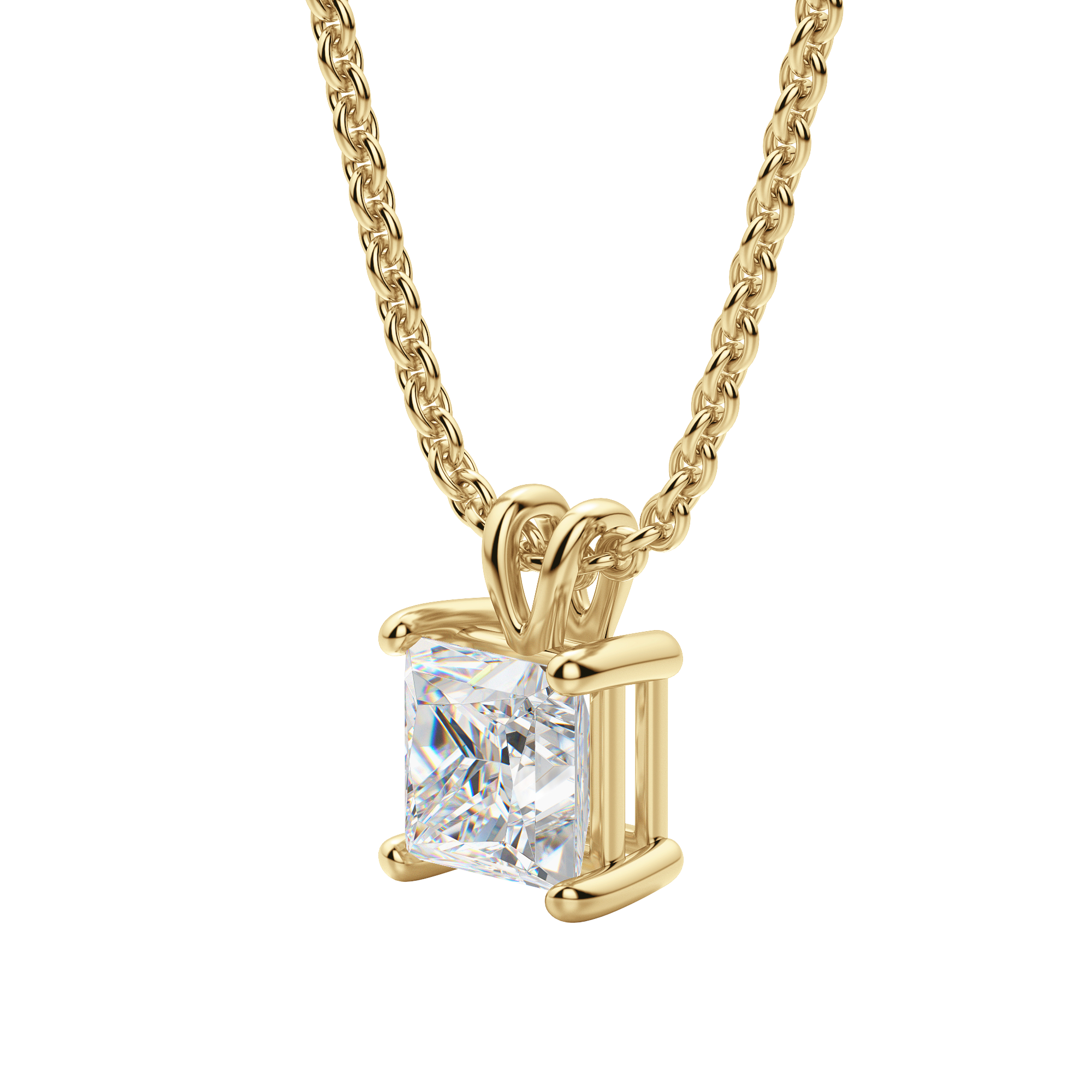 0.25 CT- 1.0 CT Princess Solitaire CVD F/VS Diamond Necklace 8