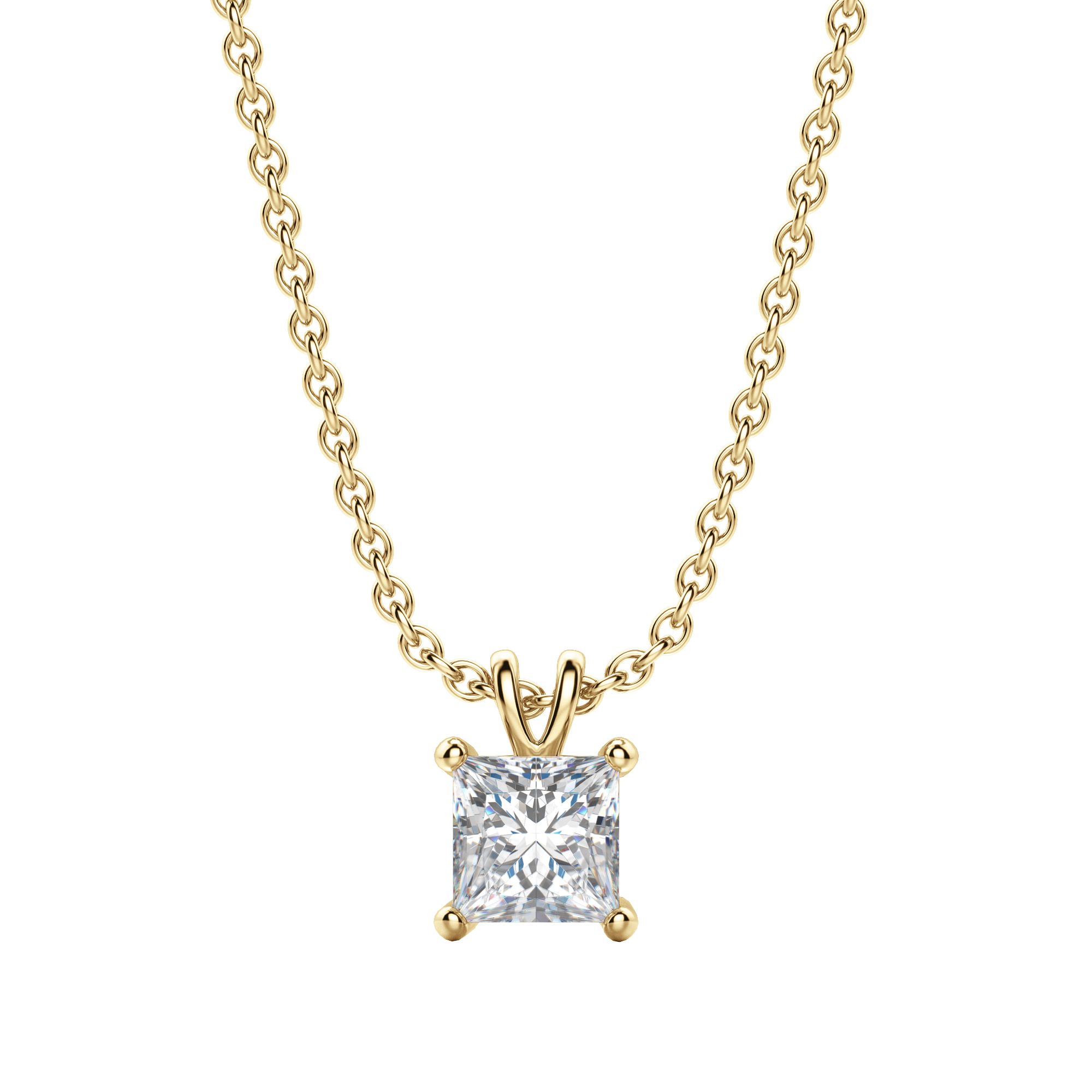 0.25 CT- 1.0 CT Princess Solitaire CVD F/VS Diamond Necklace 7