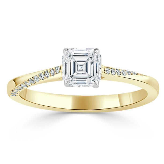 0.75 CT Asscher Cut Solitaire Moissanite Engagement Ring 5