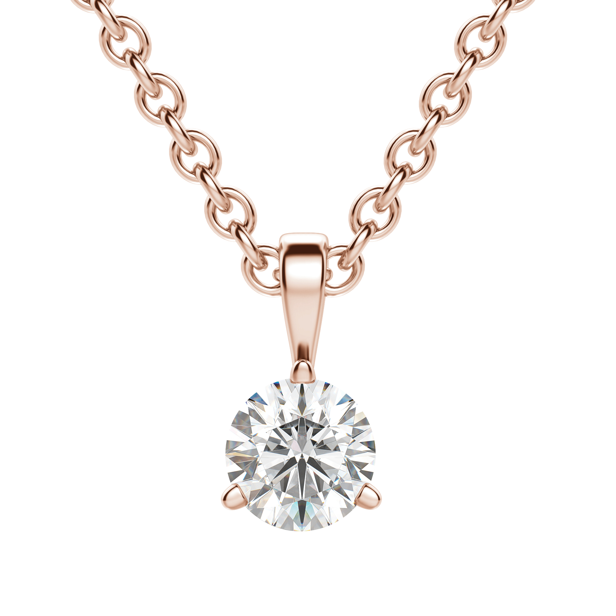 0.25 CT- 0.75 CT Round Solitaire CVD F/VS Diamond Necklace 16