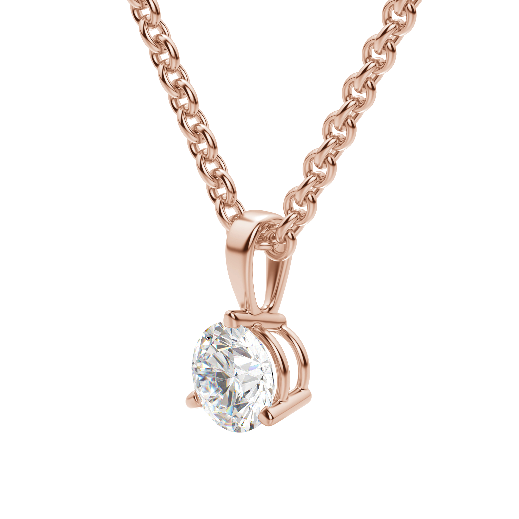 0.25 CT- 0.75 CT Round Solitaire CVD F/VS Diamond Necklace 18