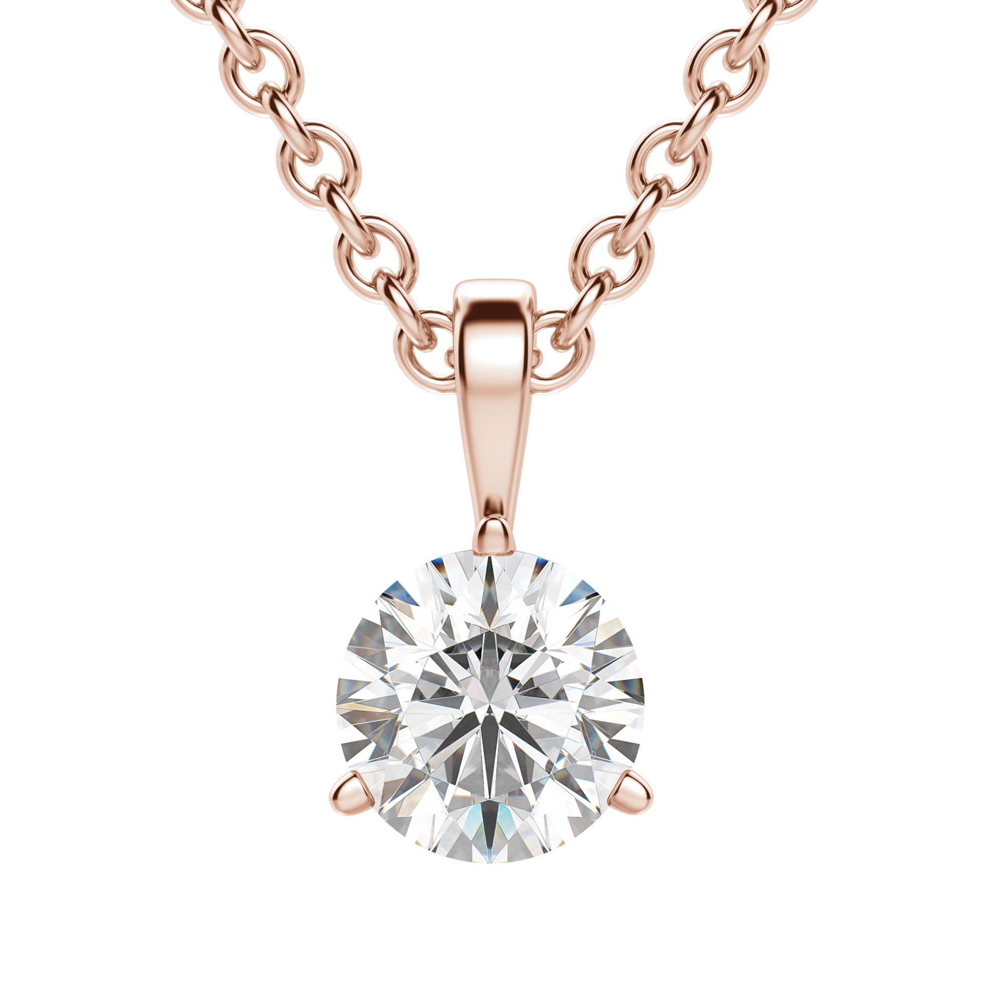 0.25 CT- 0.75 CT Round Solitaire CVD F/VS Diamond Necklace 14