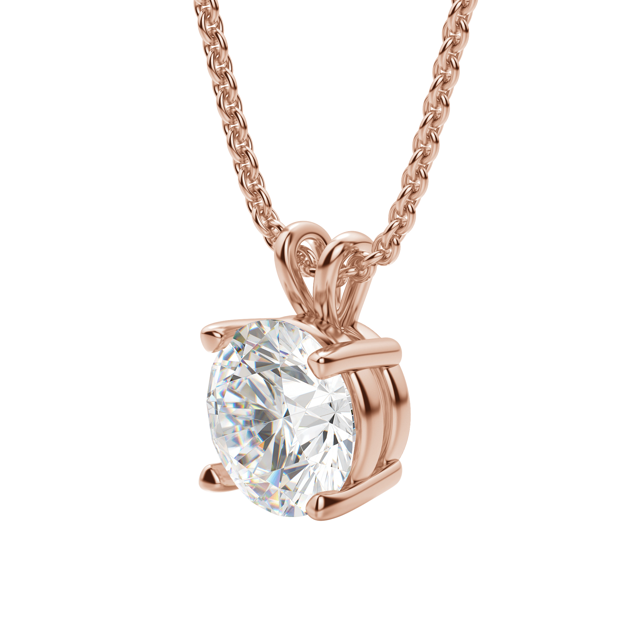 0.25 CT-1.0 CT Round Solitaire CVD F/VS Diamond Necklace 11