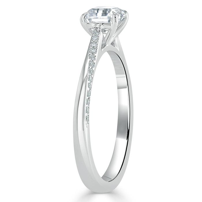 0.75 CT Asscher Cut Solitaire Moissanite Engagement Ring 3