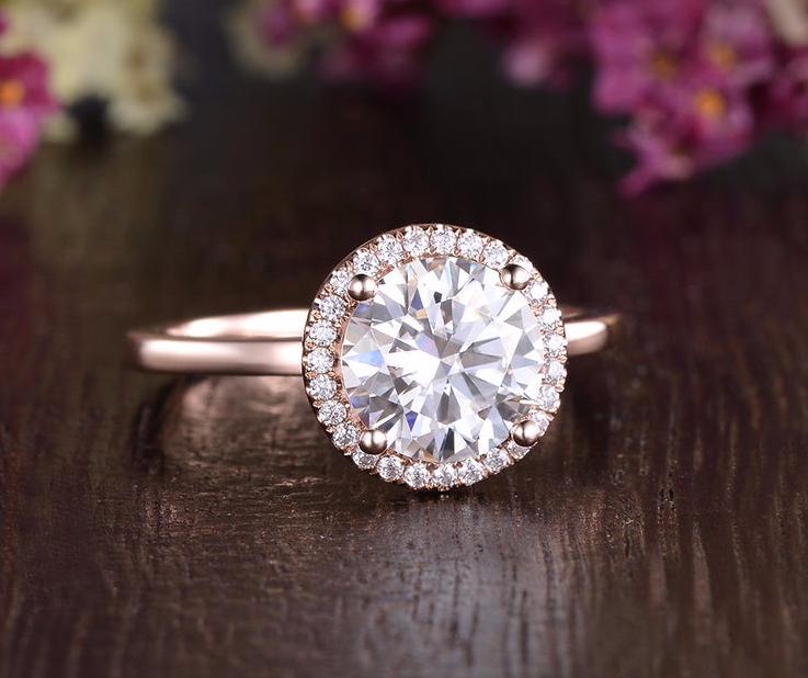 1.90 CT Round Cut Halo Moissanite Engagement Ring 5