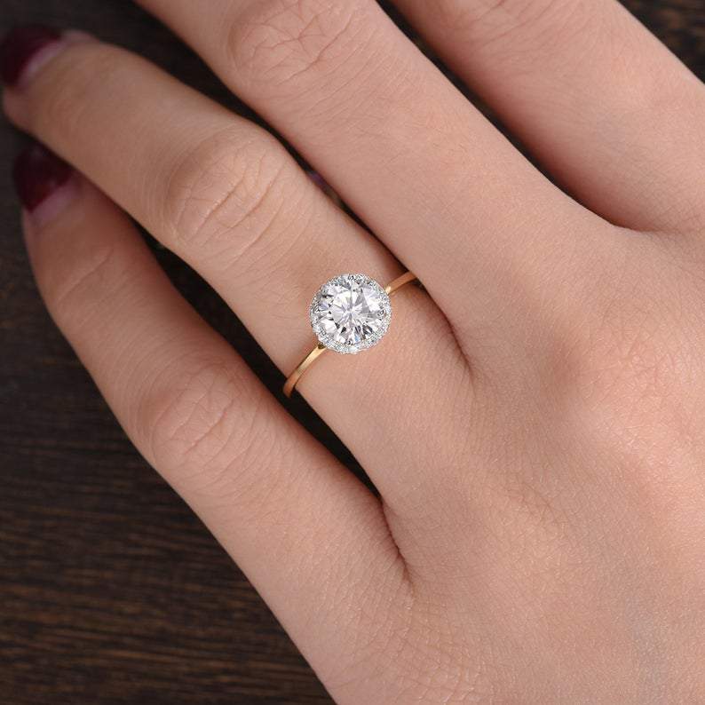 1.90 CT Round Cut Halo Moissanite Engagement Ring 4