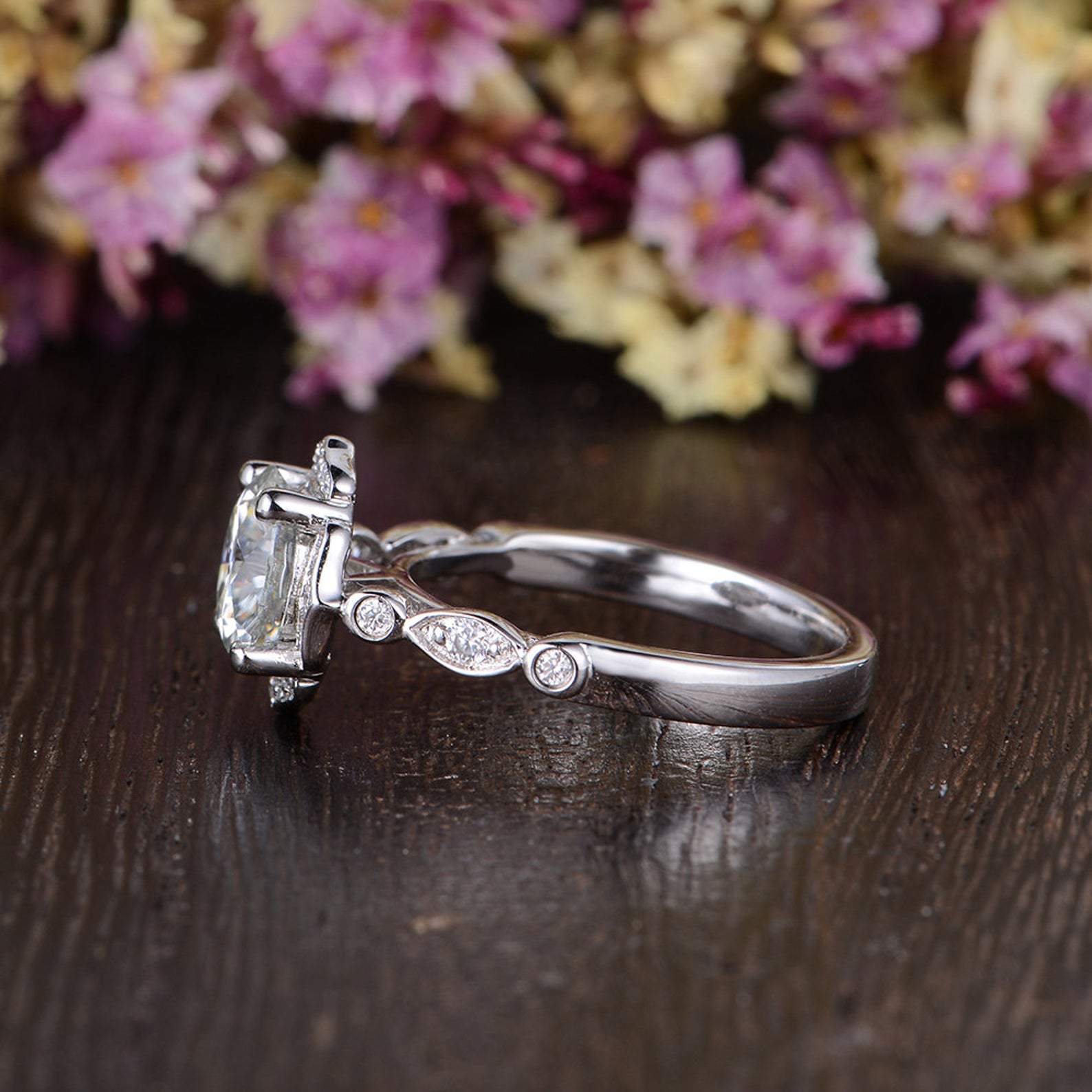 1.60 CT Round Cut Vintage Art Deco Moissanite Engagement Ring 6