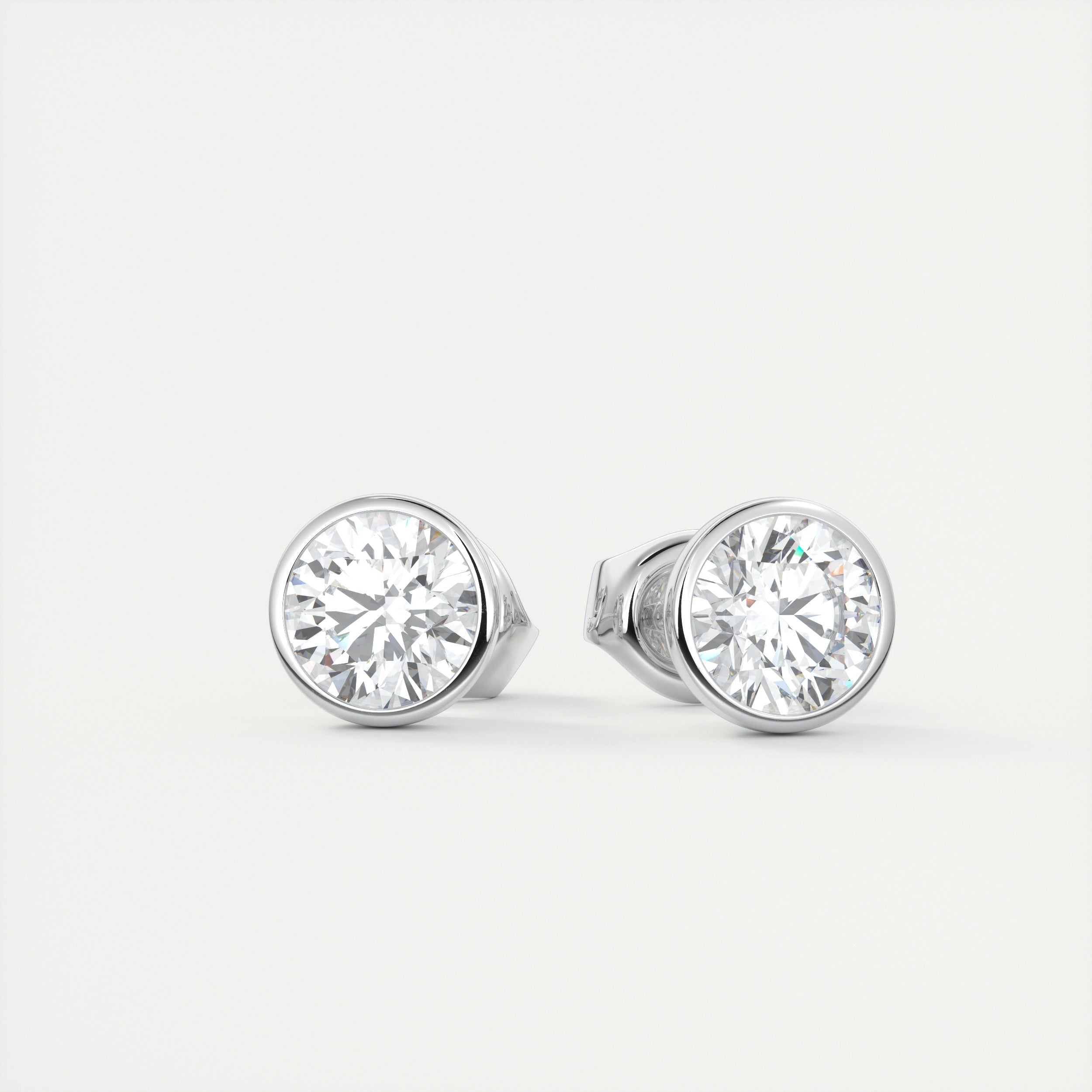 1.0 CT Round Bezel Solitaire CVD F/VS Diamond Earrings 2