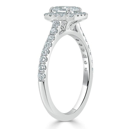 1.0 CT Asscher Cut Halo Pave Moissanite Engagement Ring 3